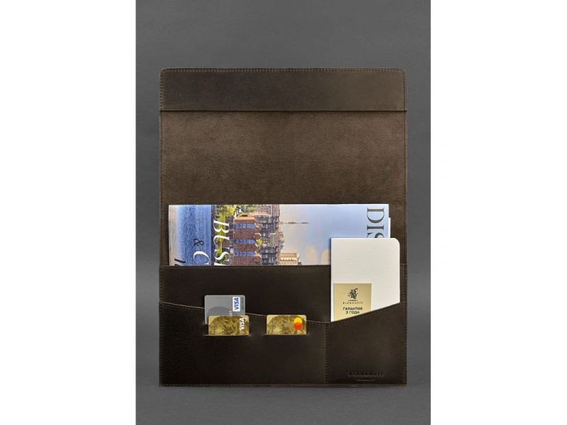 Кожаная папка для документов А4 (на магнитах) темно-коричневая Crazy Horse, фото 2