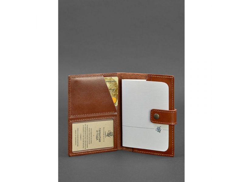 Кожаная обложка для паспорта 5.0 (с окошком) светло-коричневая, фото 2