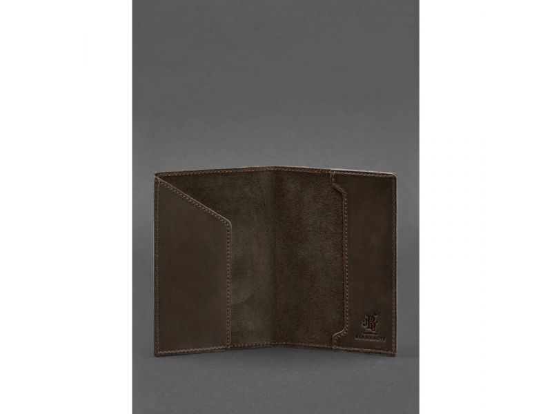 Кожаная обложка для паспорта с украинским гербом темно-коричневая, фото 3