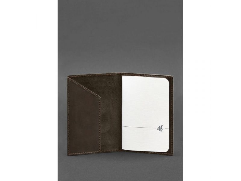 Кожаная обложка для паспорта с украинским гербом темно-коричневая, фото 2