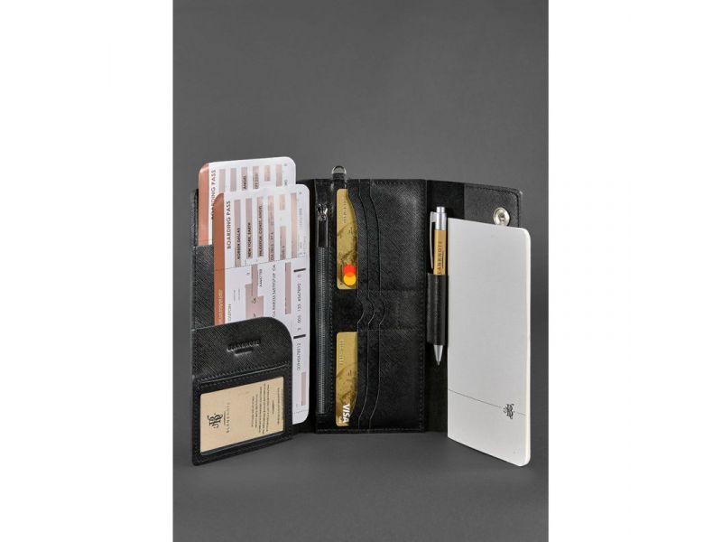 Кожаный клатч-органайзер (Тревел-кейс) 5.1 черный Blackwood, фото 2