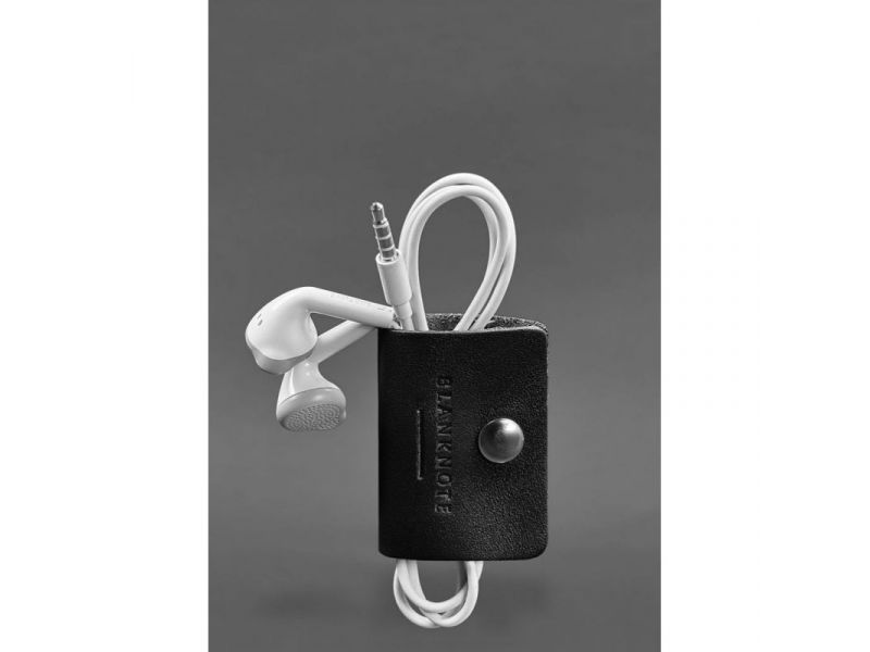 Кожаный холдер для наушников и проводов 2.0 Черный, фото 2