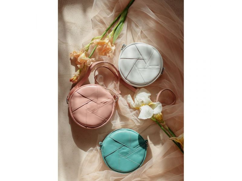 Кожаная круглая женская сумка Бон-Бон белая, фото 5