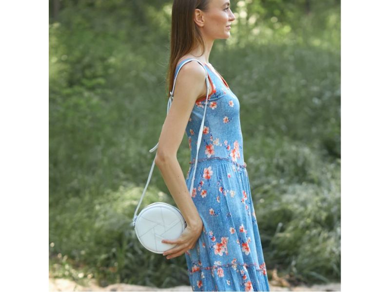 Кожаная круглая женская сумка Бон-Бон белая, фото 6