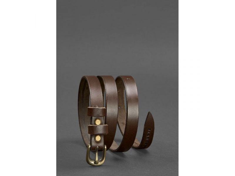 Женский кожаный узкий ремень 15 мм Коричневый, фото 2