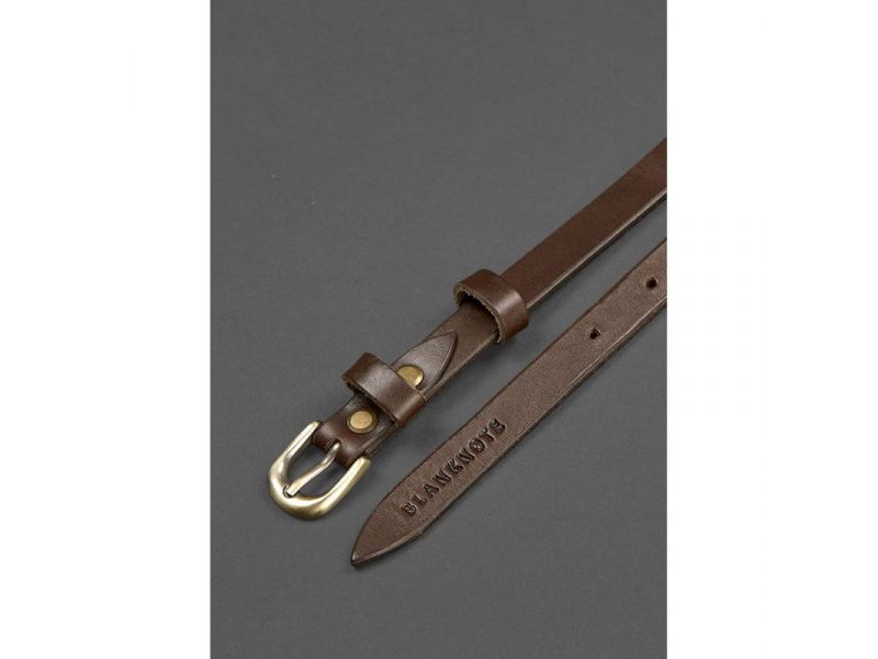 Женский кожаный узкий ремень 15 мм Коричневый, фото 3