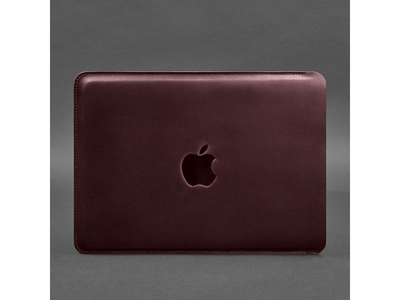 Кожаный чехол для MacBook 13 дюйм Бордовый Crazy Horse, фото 5