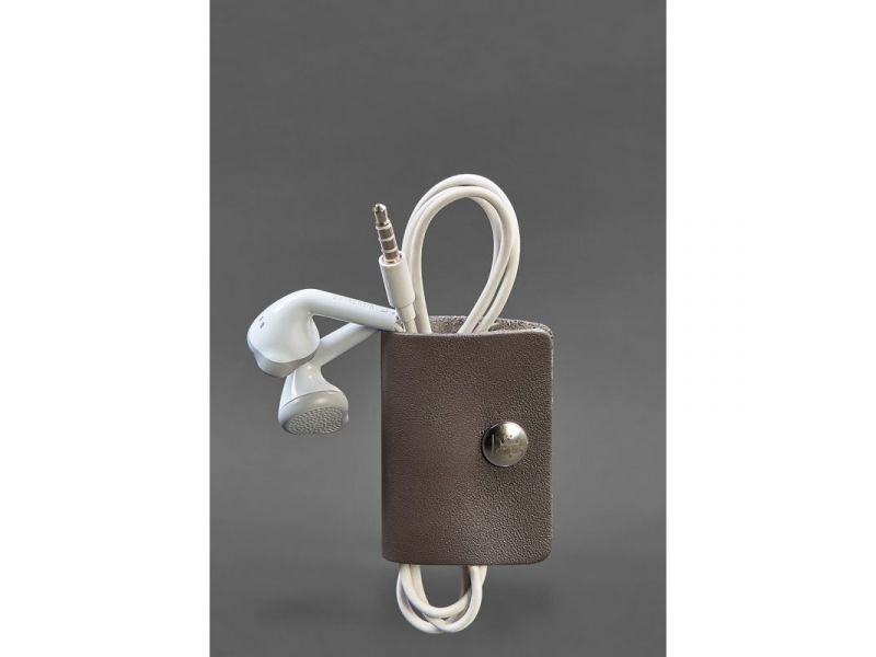 Кожаный холдер для наушников и проводов 2.0 темно-бежевый, фото 2
