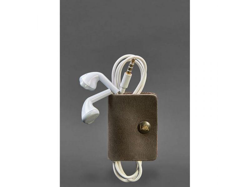 Кожаный холдер для наушников и проводов 2.0 Темно-коричневый, фото 2