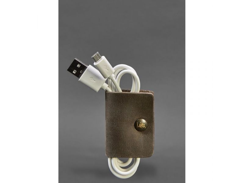 Кожаный холдер для наушников и проводов 2.0 Темно-коричневый, фото 3