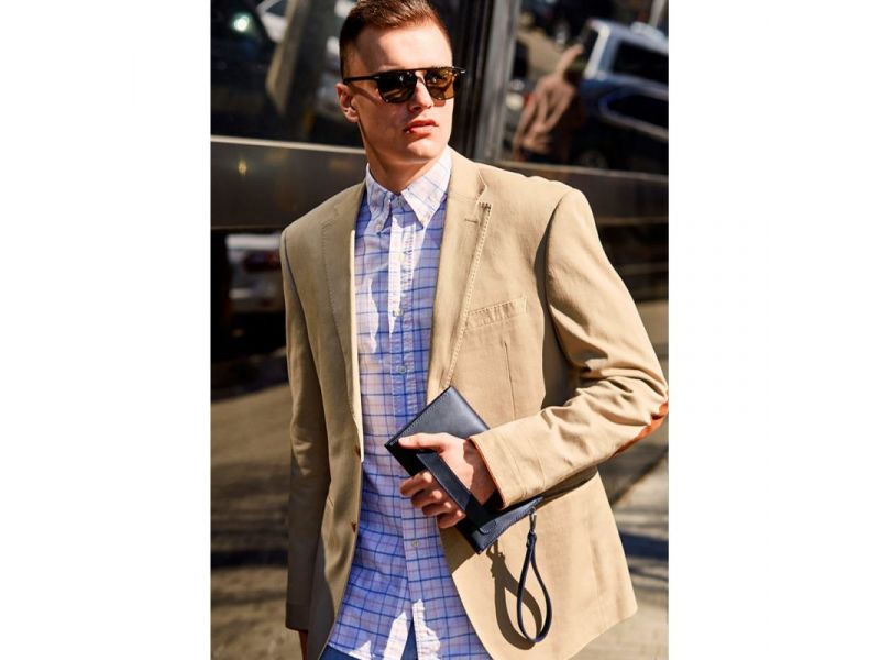 Кожаный мужской клатч-барсетка 3.0 синий Crazy Horse, фото 1