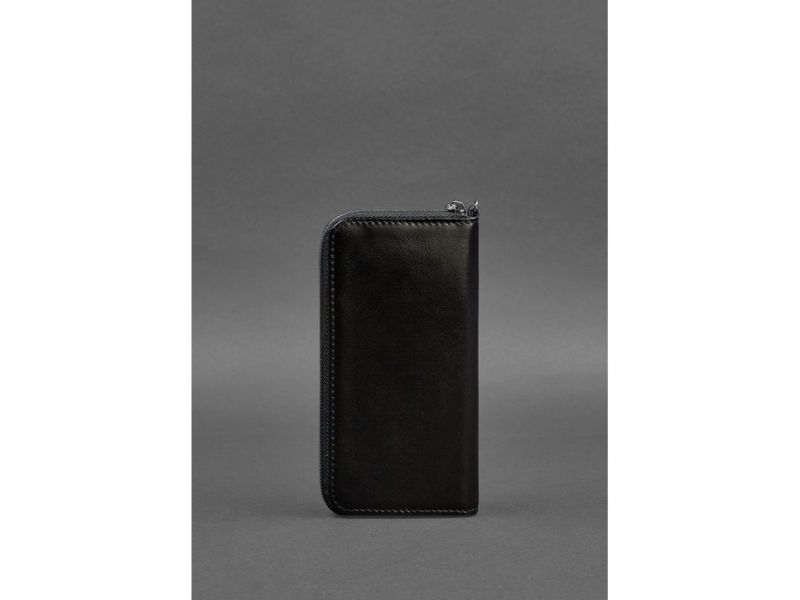 Кожаное портмоне на молнии 6.1 Черное, фото 4