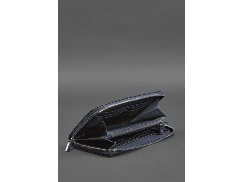Кожаное портмоне на молнии 6.1 Темно-синее, фото 2