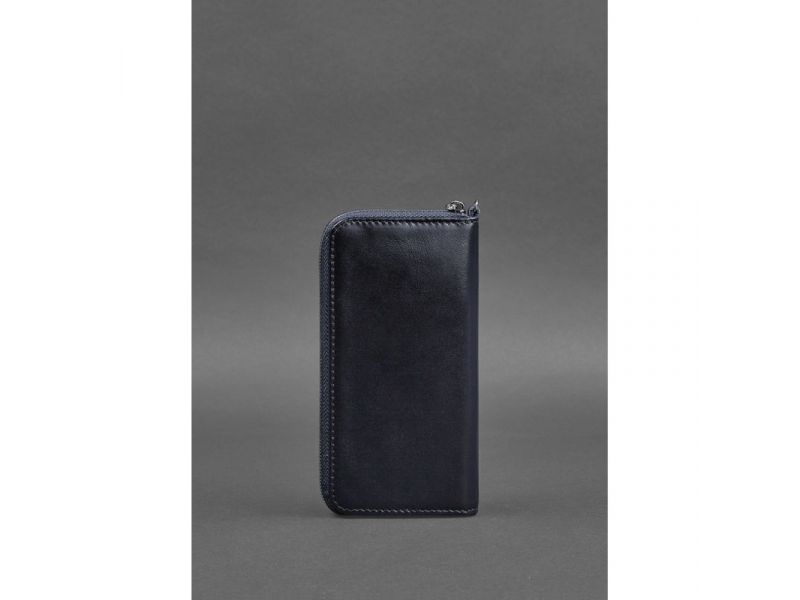 Кожаное портмоне на молнии 6.1 Темно-синее, фото 4