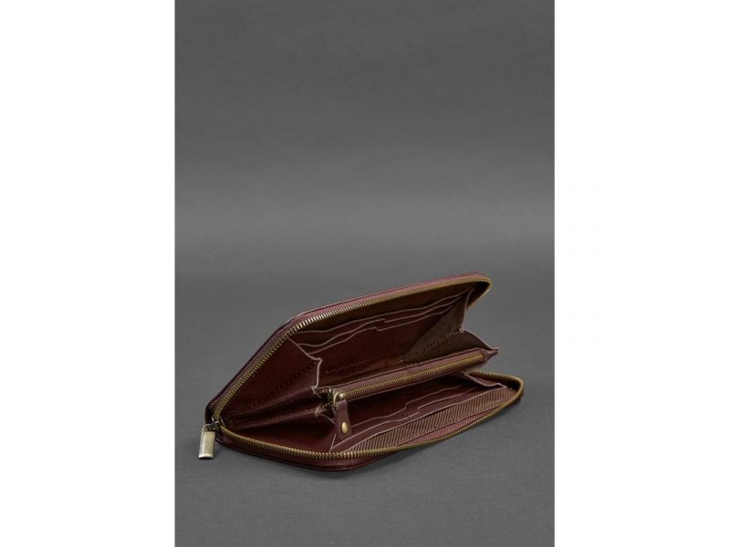 Кожаное портмоне на молнии 6.1 Бордовое, фото 2
