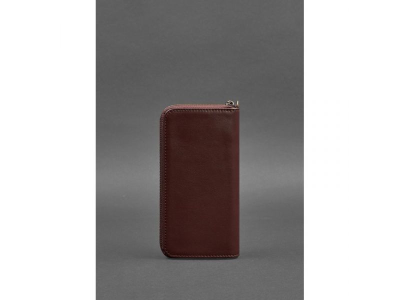 Кожаное портмоне на молнии 6.1 Бордовое, фото 4