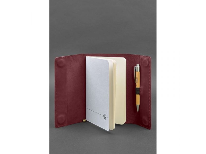 Кожаный блокнот софт-бук 7.0 бордовый Crazy Horse, фото 2