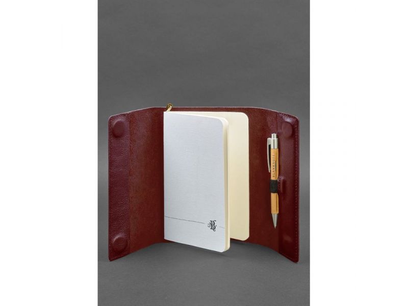 Кожаный блокнот софт-бук 7.0 бордовый Краст, фото 2