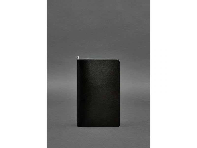 Угольно-черный кожаный блокнот (софт-бук) 8.0 на резинке, фото 1