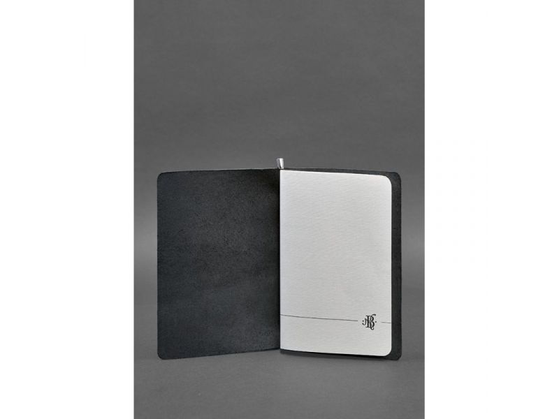 Угольно-черный кожаный блокнот (софт-бук) 8.0 на резинке, фото 2