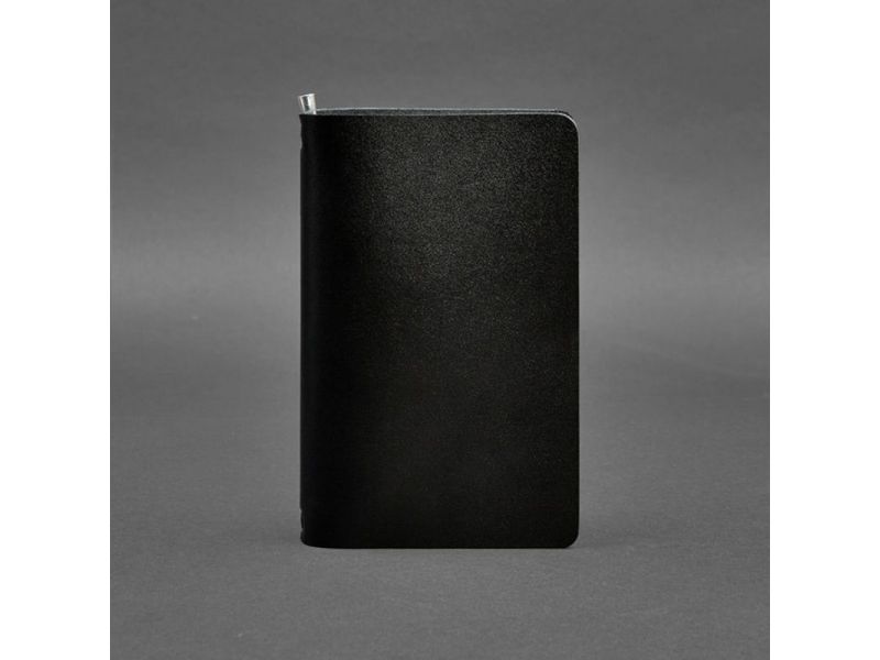 Угольно-черный кожаный блокнот (софт-бук) 8.0 на резинке, фото 4