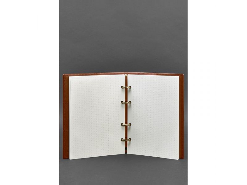 Кожаный блокнот на кольцах (софт-бук) 9.0 с твердой коричневой обложкой, фото 3