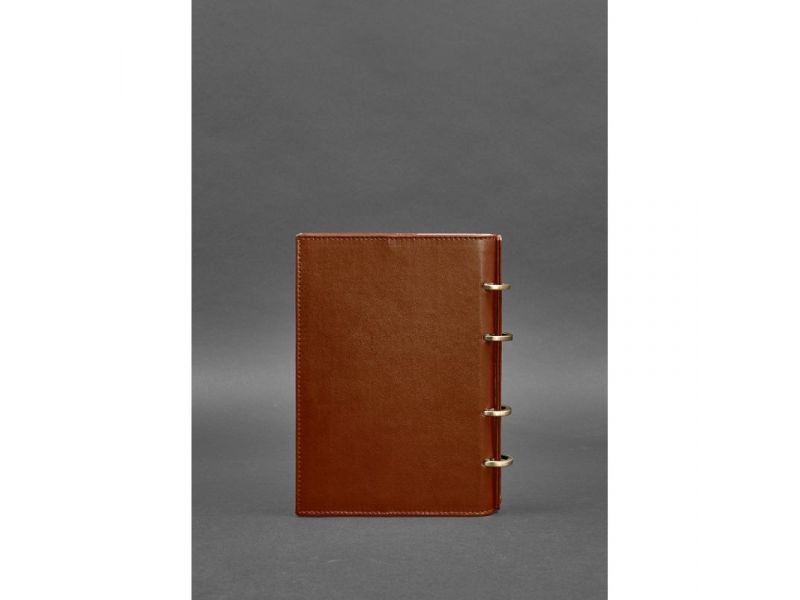 Кожаный блокнот на кольцах (софт-бук) 9.0 с твердой коричневой обложкой, фото 5