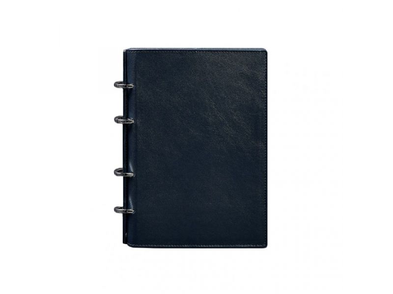 Кожаный блокнот на кольцах (софт-бук) 9.0 с твердой синей обложкой, фото 7
