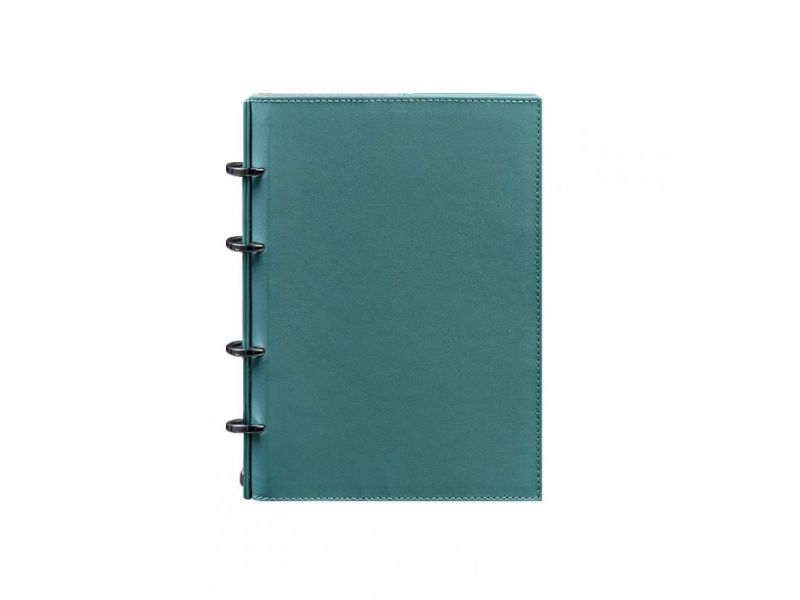 Кожаный блокнот на кольцах (софт-бук) 9.0 с твердой бирюзовой обложкой, фото 6