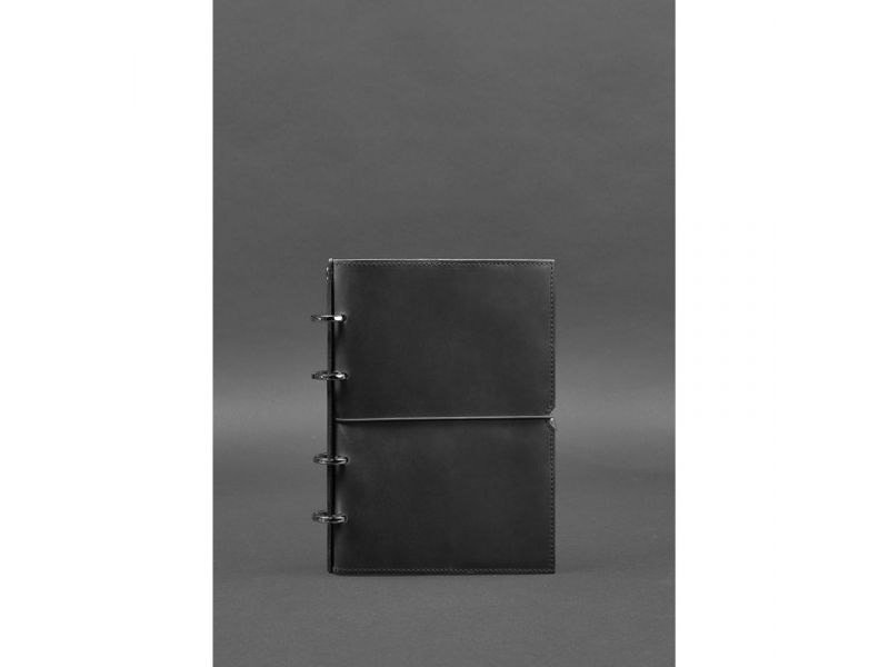 Кожаный блокнот А5 на кольцах (софт-бук) 9.0 в мягкой черной обложке, фото 1
