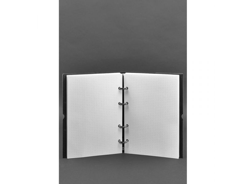 Кожаный блокнот А5 на кольцах (софт-бук) 9.0 в мягкой черной обложке, фото 3