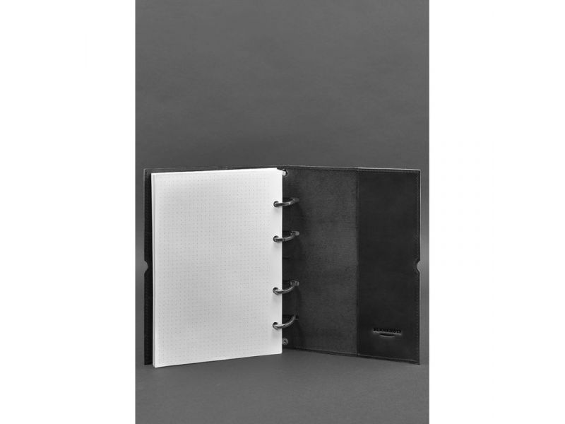 Кожаный блокнот А5 на кольцах (софт-бук) 9.0 в мягкой черной обложке, фото 4