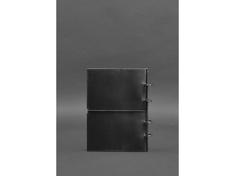 Кожаный блокнот А5 на кольцах (софт-бук) 9.0 в мягкой черной обложке, фото 5