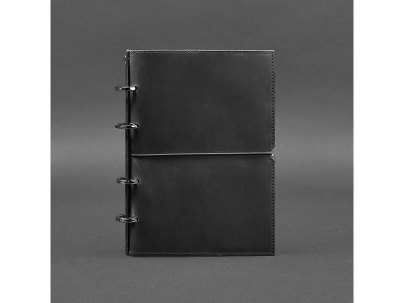 Кожаный блокнот А5 на кольцах (софт-бук) 9.0 в мягкой черной обложке, фото 6