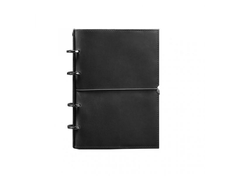 Кожаный блокнот А5 на кольцах (софт-бук) 9.0 в мягкой черной обложке, фото 7