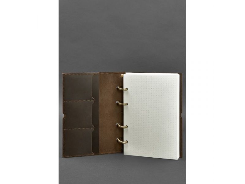 Кожаный блокнот А5 на кольцах (софт-бук) 9.0 в мягкой коричневой обложке, фото 2
