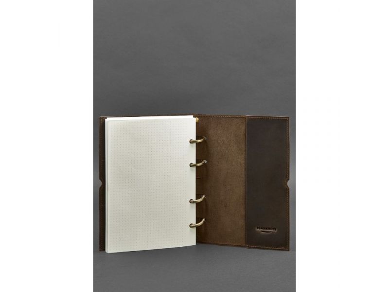 Кожаный блокнот А5 на кольцах (софт-бук) 9.0 в мягкой коричневой обложке, фото 4