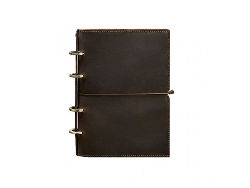Кожаный блокнот А5 на кольцах (софт-бук) 9.0 в мягкой коричневой обложке, фото 7