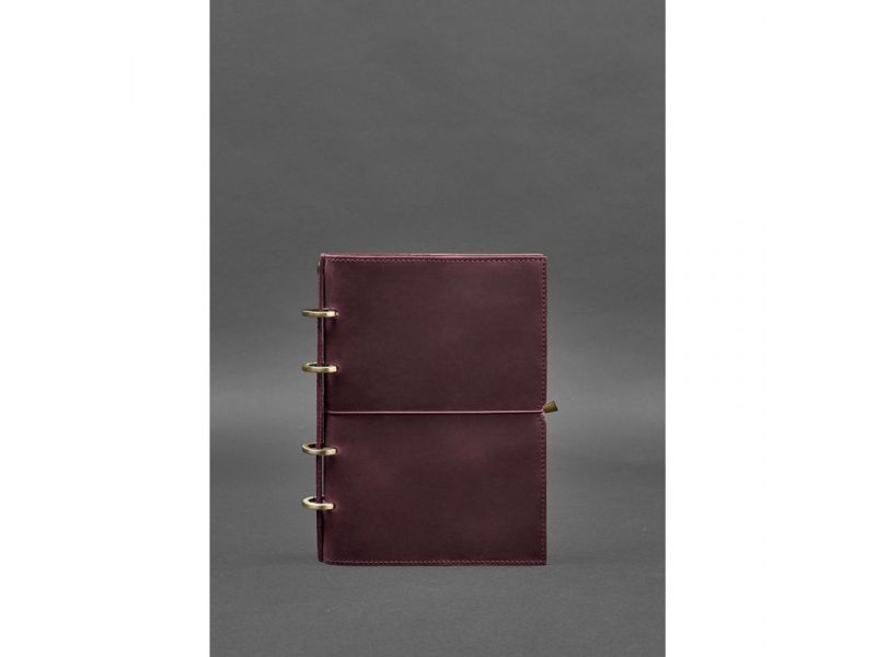 Кожаный блокнот А5 на кольцах (софт-бук) 9.0 в мягкой бордовой обложке, фото 1