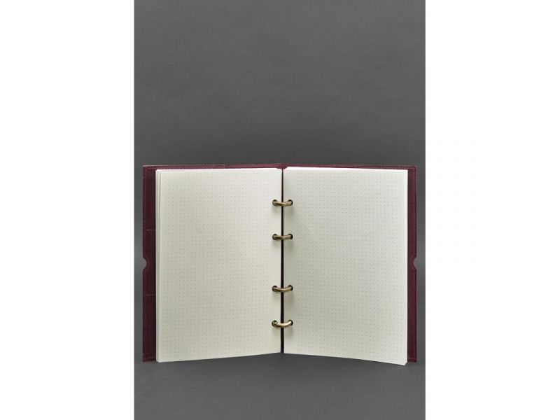 Кожаный блокнот А5 на кольцах (софт-бук) 9.0 в мягкой бордовой обложке, фото 3