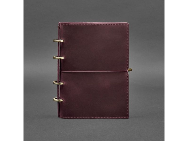 Кожаный блокнот А5 на кольцах (софт-бук) 9.0 в мягкой бордовой обложке, фото 6