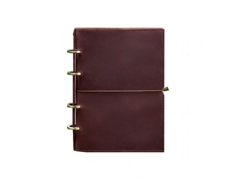 Кожаный блокнот А5 на кольцах (софт-бук) 9.0 в мягкой бордовой обложке, фото 7