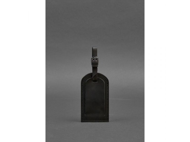 Кожаная бирка для багажа 2.0 Черная Crazy Horse, фото 1