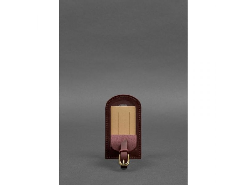 Кожаная бирка для багажа 2.0 Бордовая Crazy Horse, фото 2