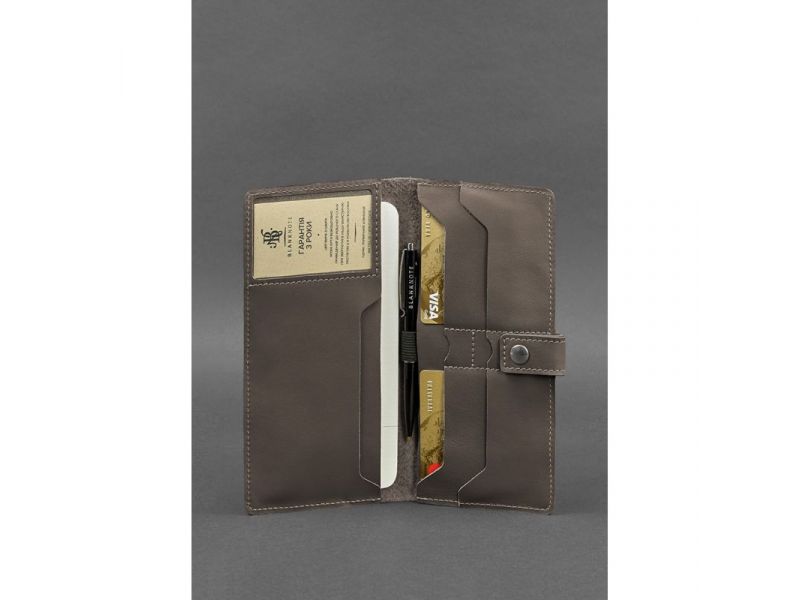 Кожаный тревел-кейс (органайзер для документов) 6.0 темно-бежевый, фото 2