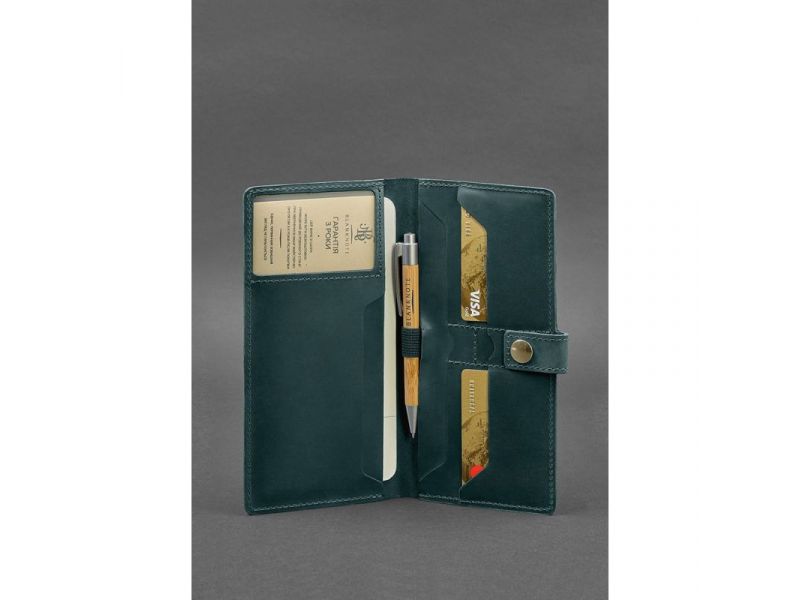 Кожаный тревел-кейс (органайзер для документов) 6.0 зеленый, фото 2