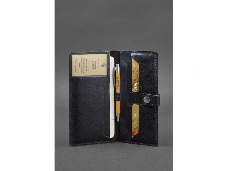 Кожаный Тревел-кейс (органайзер для документов) 6.0 Темно-синий, фото 2