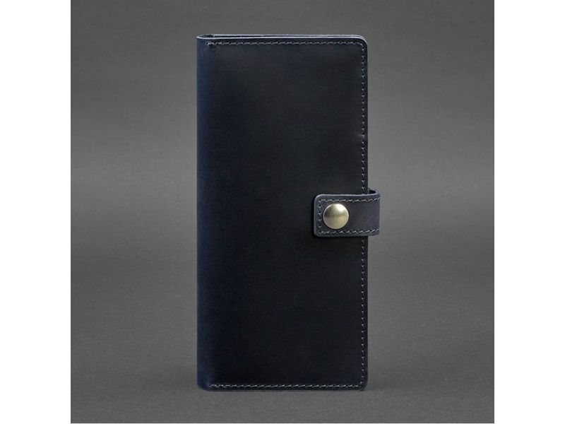 Кожаный тревел-кейс (органайзер для документов) 6.0 синий Crazy Horse, фото 4