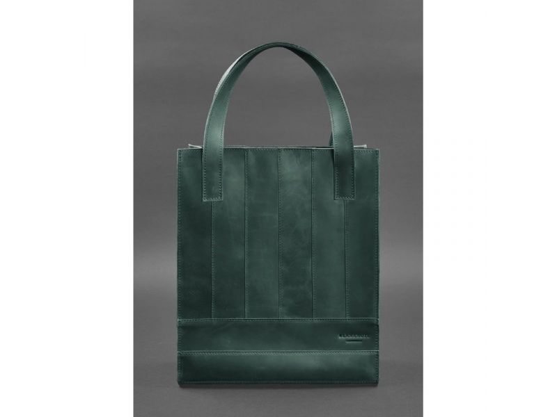 Кожаная женская сумка шоппер Бэтси зеленая, фото 2