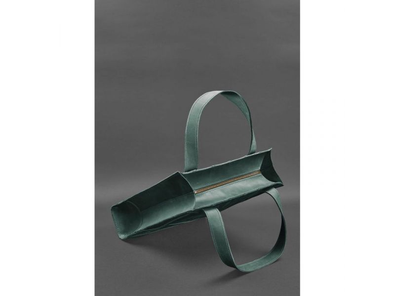 Кожаная женская сумка шоппер Бэтси зеленая, фото 4